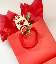 Load image into Gallery viewer, Christmas themed clip on gift tags with multiple uses. Snack closure, gift tag, bookmark