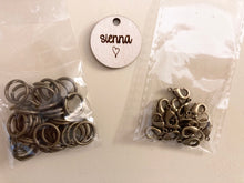 Load image into Gallery viewer, Mom key rings with kids names and an added butterfly as an option.