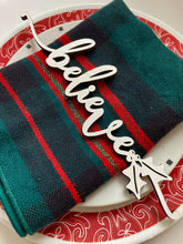 Load image into Gallery viewer, Christmas word place setting laser files adorned with holly