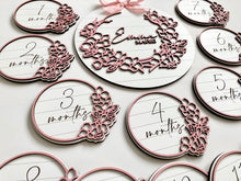Load image into Gallery viewer, Baby Milestone Marker laser files with floral frame