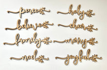 Load image into Gallery viewer, Christmas word place setting laser files adorned with holly