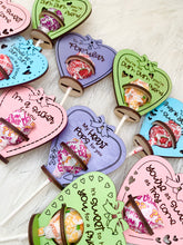 Load image into Gallery viewer, Kids Valentine dum dum sucker holders with 8 different verses in two styles.