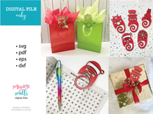 Load image into Gallery viewer, Christmas themed clip on gift tags with multiple uses. Snack closure, gift tag, bookmark