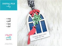 Load image into Gallery viewer, Red cardinal bird remembrance ornament laser cut file