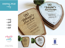 Load image into Gallery viewer, Dad and Grandpa award files. Glowforge laser tested.