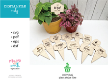 Load image into Gallery viewer, Funny plant spike laser ready svg files. 12 unique shapes and sayings.