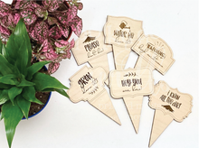 Load image into Gallery viewer, Funny plant spike laser ready svg files. 12 unique shapes and sayings.