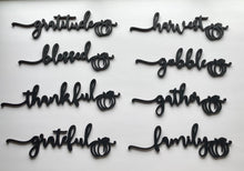 Load image into Gallery viewer, Thanksgiving plate word laser cut files adorned with pumpkins
