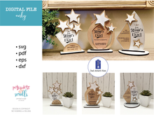 Load image into Gallery viewer, Laser ready Trophy design files. Fathers day sayings included
