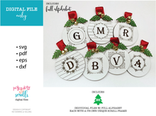 Load image into Gallery viewer, Christmas Initial Ornament laser file set
