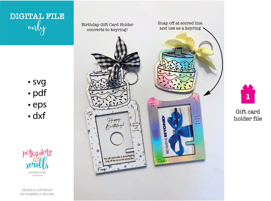 Birthday Gift Card Holder Laser cut file.