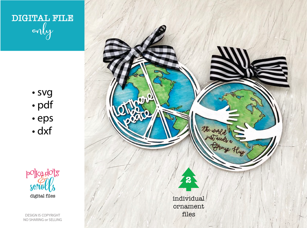 World Peace Christmas Ornament Digital Laser Files