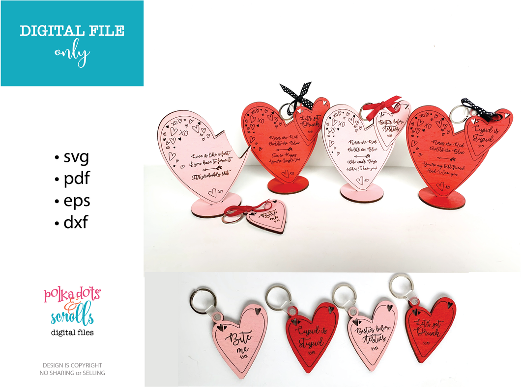 Galentine Keyring laser file. Digital Valentine files.