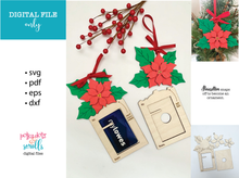 Load image into Gallery viewer, Poinsettia gift card / Christmas ornament laser cut file
