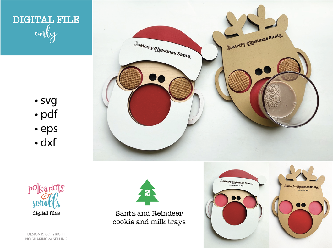 Santa Cookies and Milk laser cut file