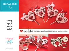 Load image into Gallery viewer, 4 Valentine tootsie pop holder laser files
