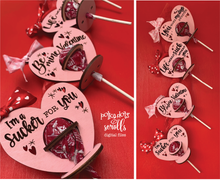 Load image into Gallery viewer, 4 Valentine tootsie pop holder laser files
